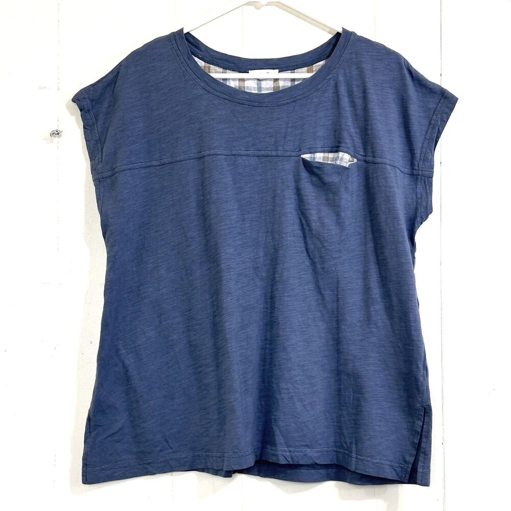Cotton Bleu Wash Blue Casual T-Shirt One Pocket Size Medium Short Sleeve